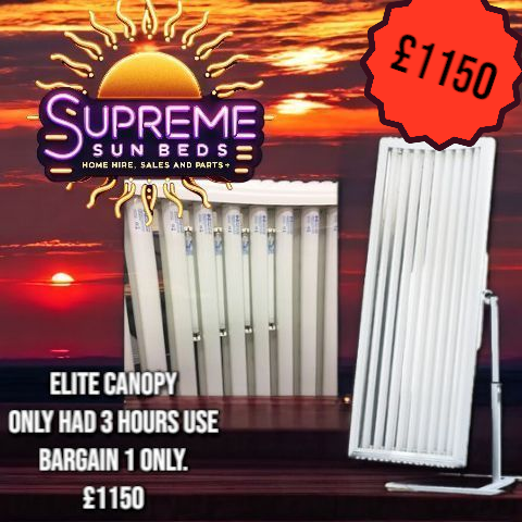 Nearly NEW Elite Electronic Sunbed Canopy foldaway  9 Tube with 4 facial Lamps.