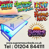 Double Elite electronic Sunbed, home hire in Bolton, Manchester and surrounding areas. Total cost £170 for 4 weeks hire. Booking slot £20.